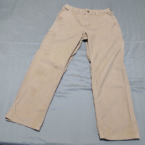 Carhartt Pants Mens 32x30 Beige Cargo Carpenter B151 DKH Loose Original Fit Work - Picture 1 of 15